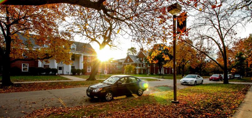 Fall leaves add color to the sororities and fraternities houses along College Street on the Beloi...