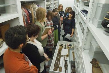 Students visit the Logan Museum collections as a class.