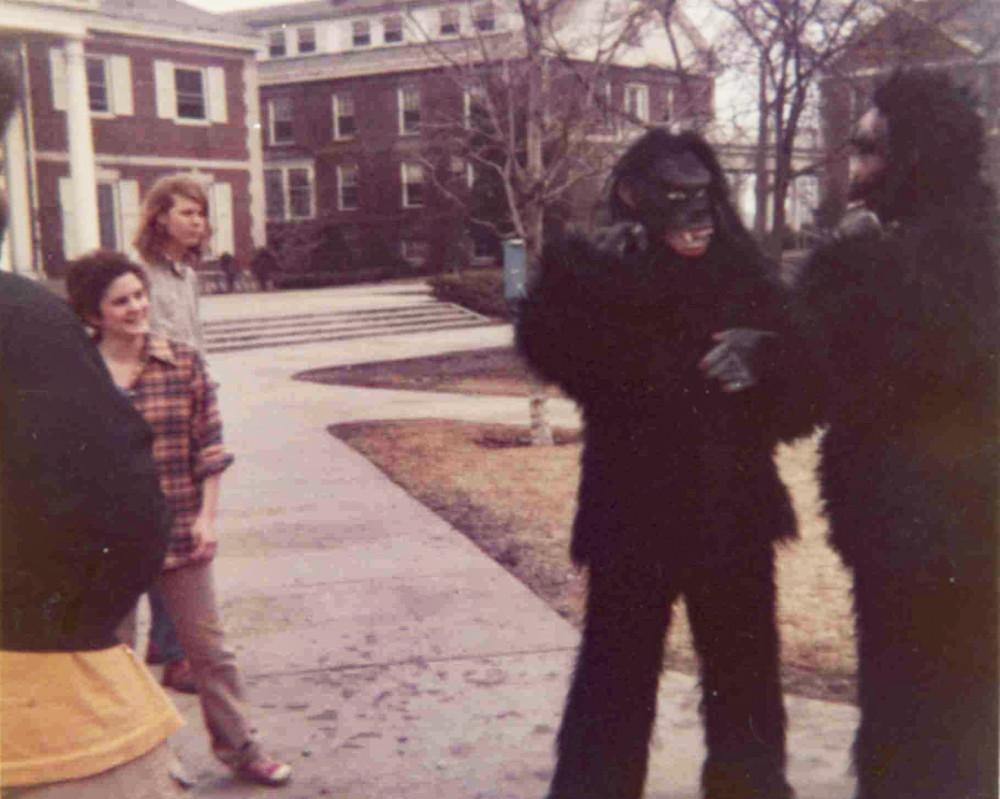 Basic Elmos in gorilla suits on Chapin Quad in 1972.